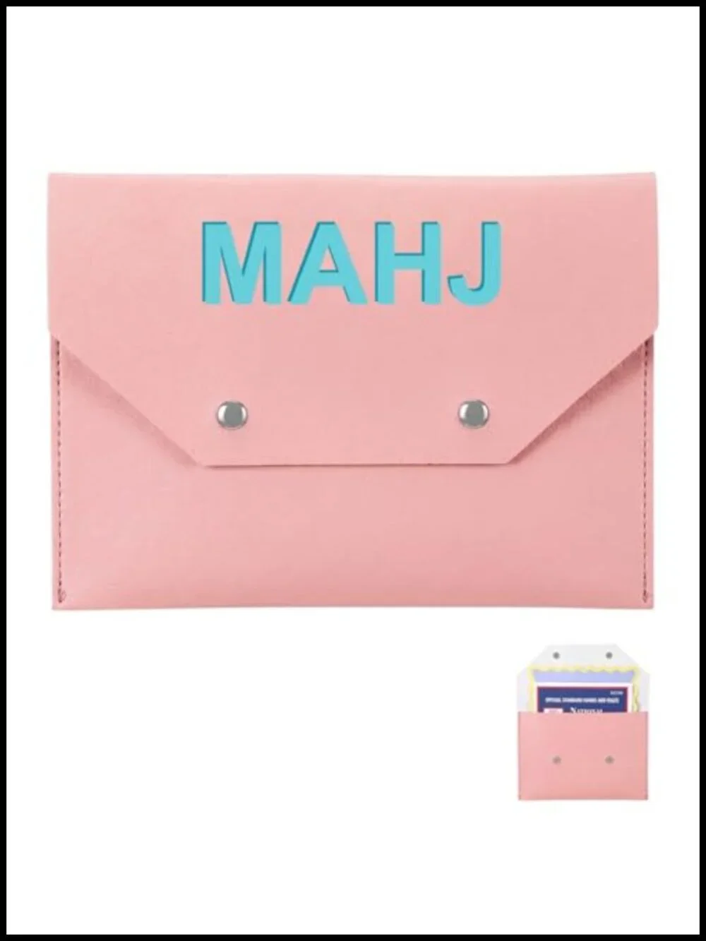 Leather Mahjong Card Holder Case with Magnetic Button, 8x6 Inch